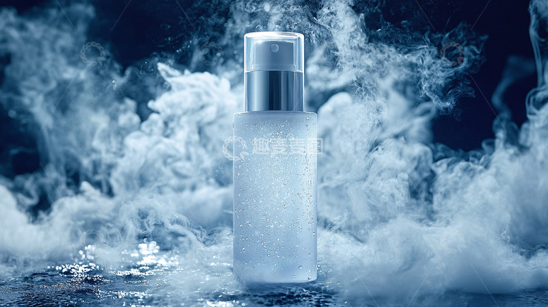 高清大图下载【趣麦麦图】冰雾缭绕的护肤品瓶子