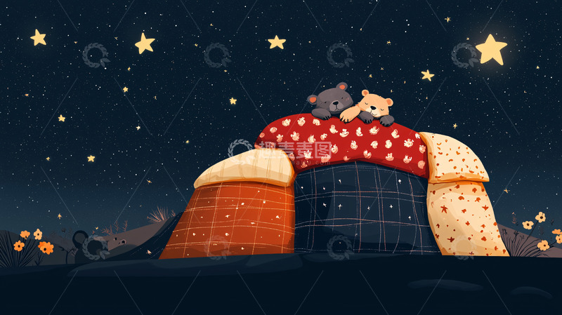 高清大图下载【趣麦麦图】星空下毛绒玩具