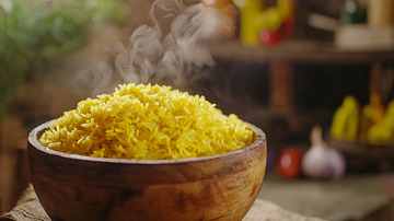 热气腾腾的黄色米饭