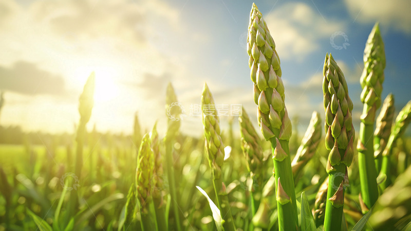 高清大图下载【趣麦麦图】阳光下翠绿芦笋田