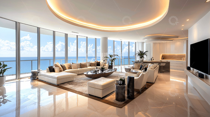 高清大图下载【趣麦麦图】海景豪宅客厅