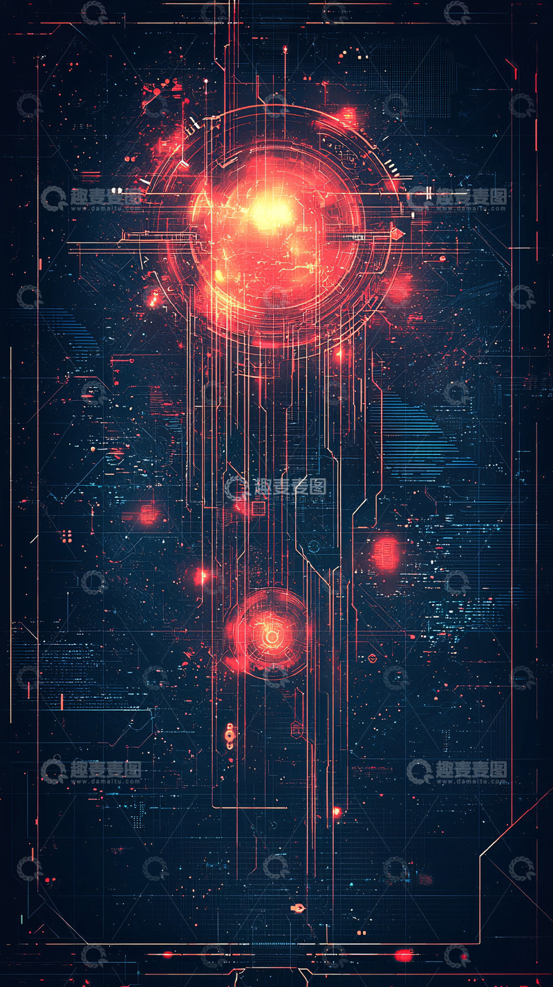 高清大图下载【趣麦麦图】科技感红色能量球
