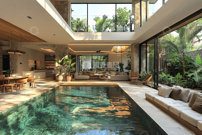 高清大图下载【趣麦麦图】室内泳池别墅