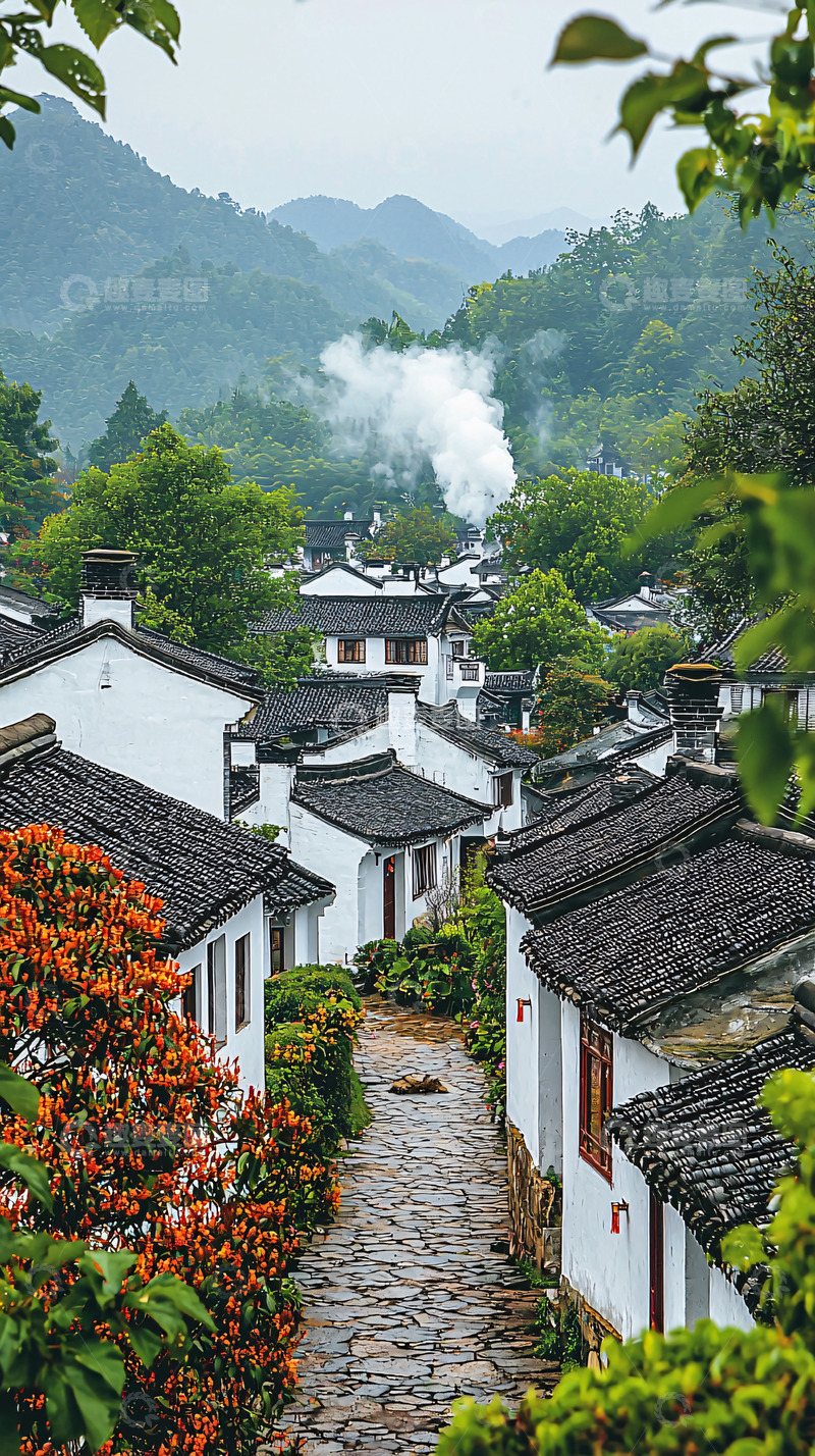 高清大图下载【趣麦麦图】江南水乡民居白墙黛瓦