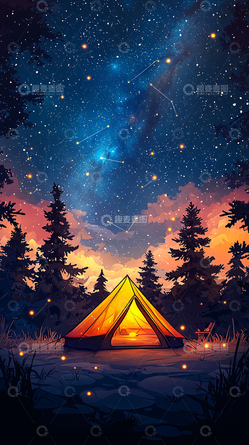 高清大图下载【趣麦麦图】星空下的帐篷