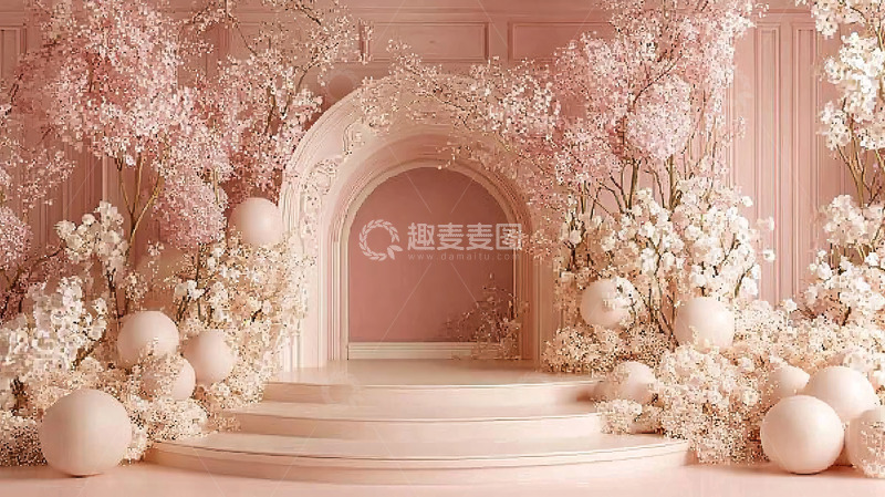 高清大图下载【趣麦麦图】粉色系梦幻婚礼背景