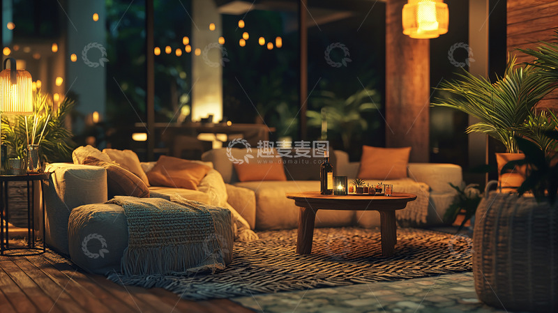 高清大图下载【趣麦麦图】夜景户外休闲区