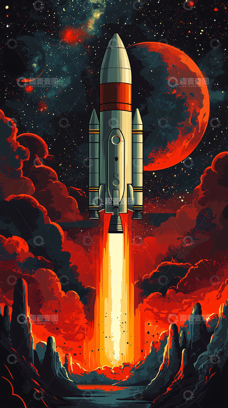 高清大图下载【趣麦麦图】宇宙飞船发射升空