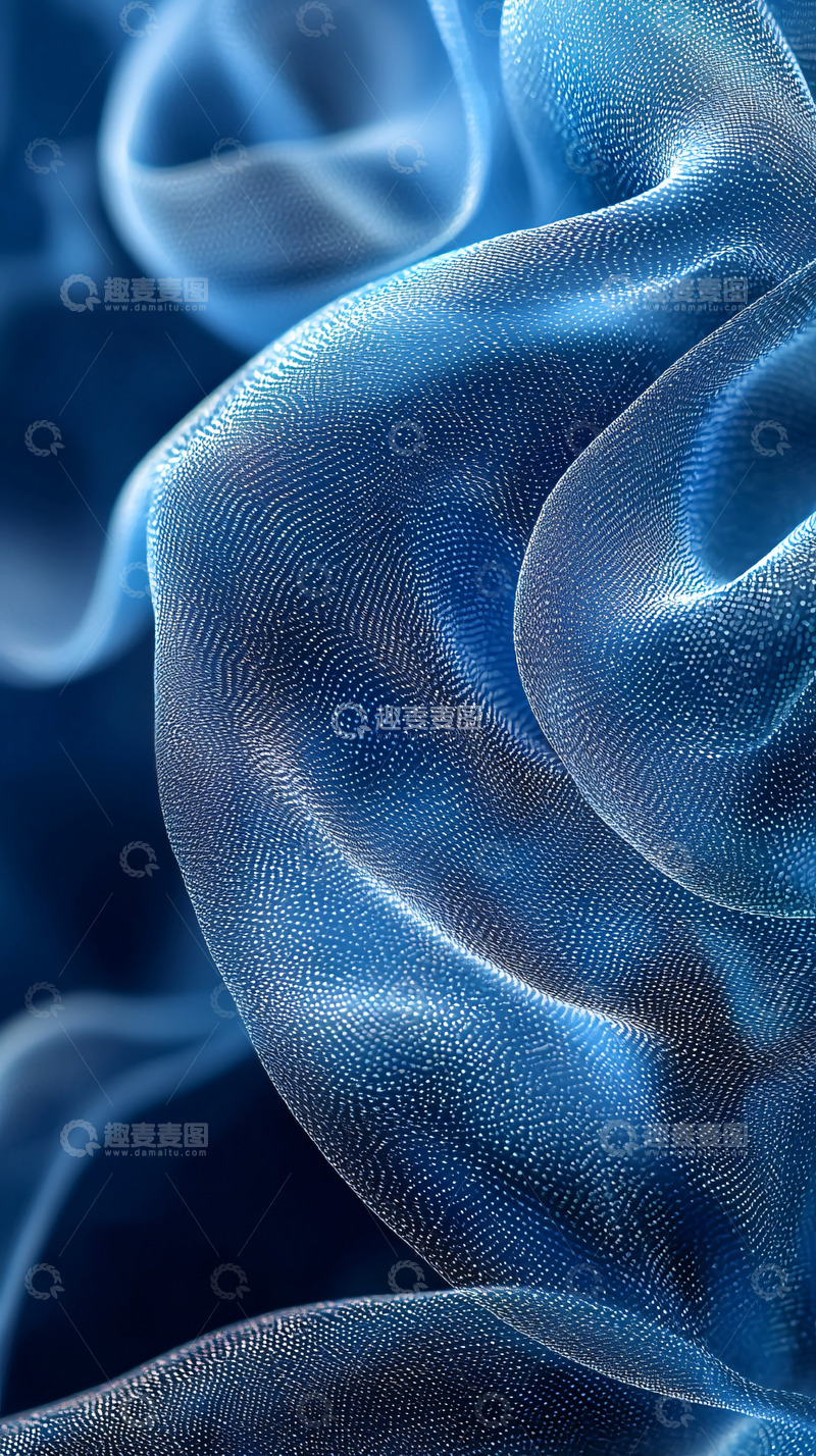 高清大图下载【趣麦麦图】蓝色半透明薄纱的抽象形态