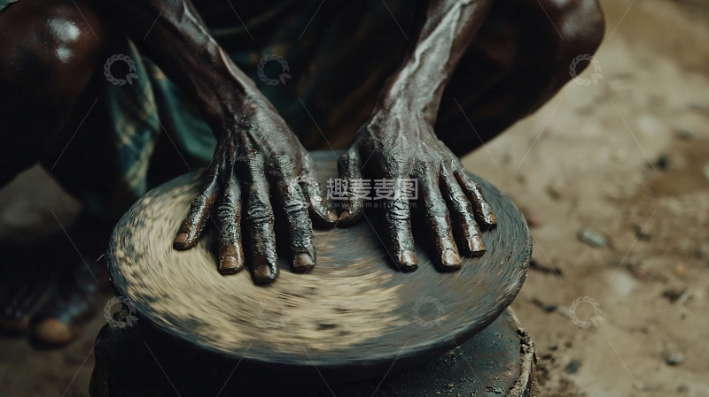 高清大图下载【趣麦麦图】双手揉泥