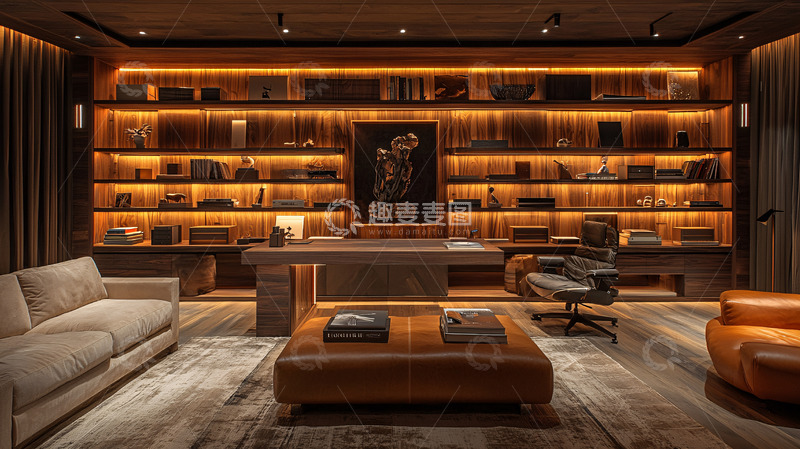 高清大图下载【趣麦麦图】豪华书房室内设计