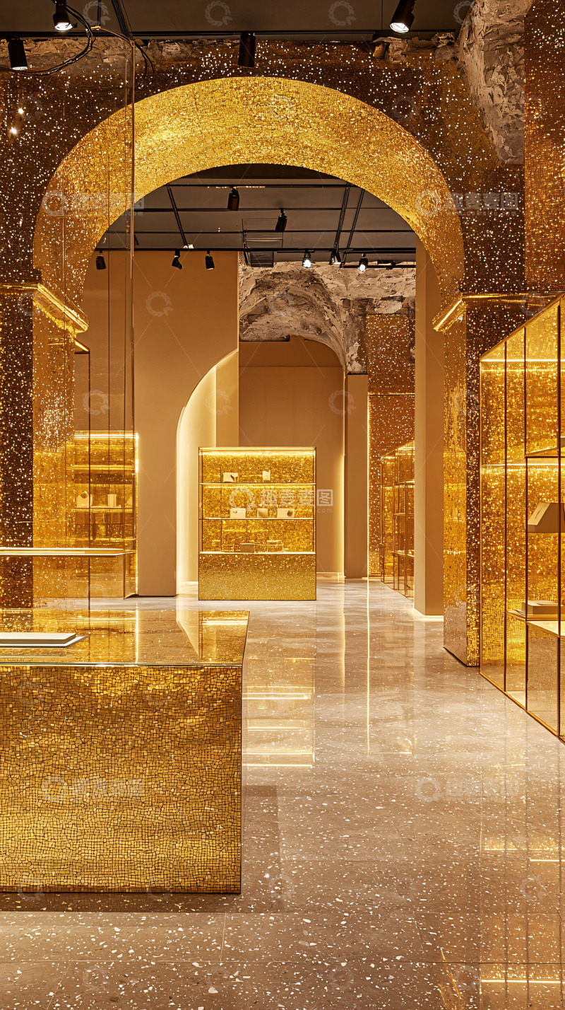 高清大图下载【趣麦麦图】金色拱形门廊的商店