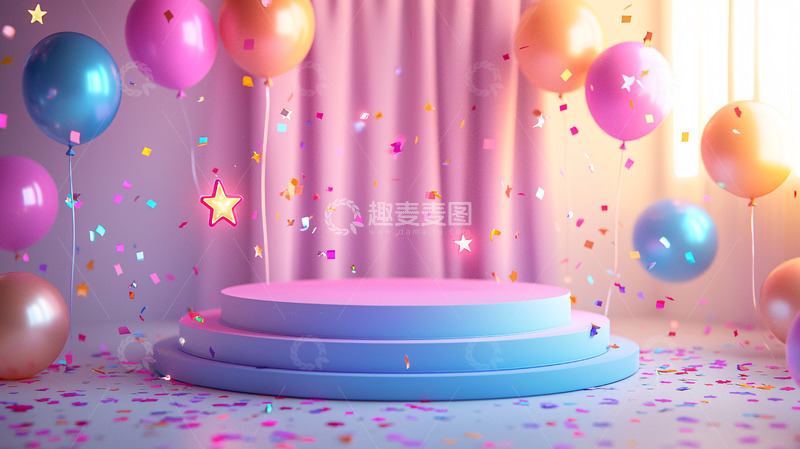 高清大图下载【趣麦麦图】粉色系气球背景展台