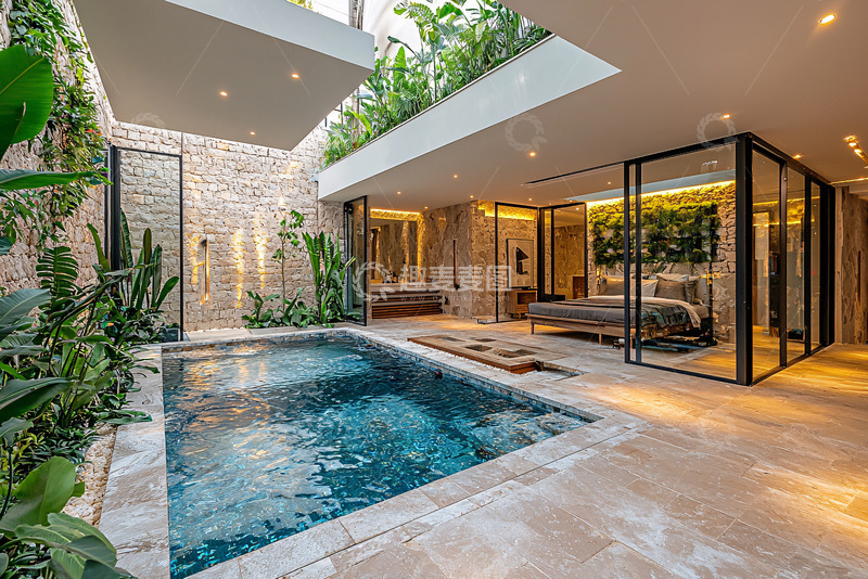 高清大图下载【趣麦麦图】现代简约庭院泳池别墅