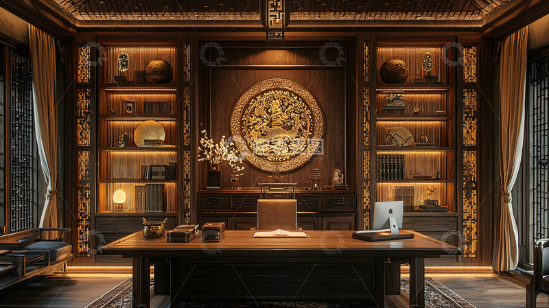 高清大图下载【趣麦麦图】中式书房