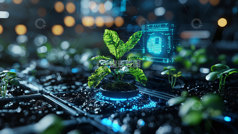 高清大图下载【趣麦麦图】科技感植物生长