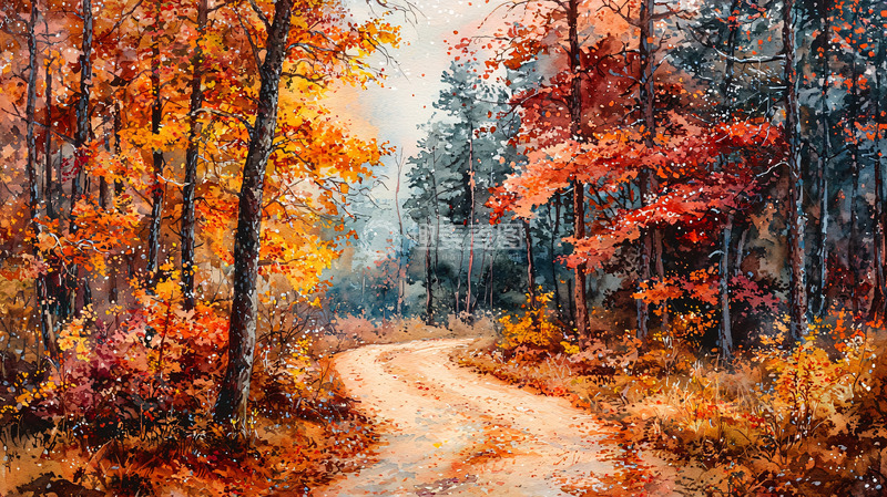 高清大图下载【趣麦麦图】秋日森林小路