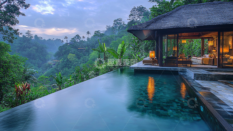 高清大图下载【趣麦麦图】山崖边无边泳池别墅