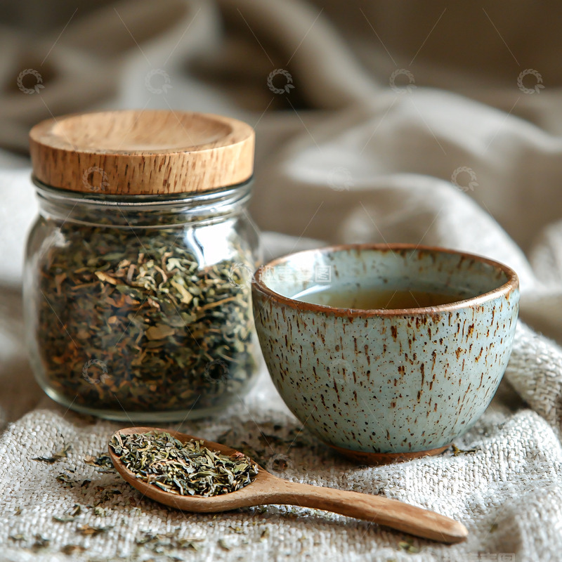 高清大图下载【趣麦麦图】茶叶罐与茶杯的特写