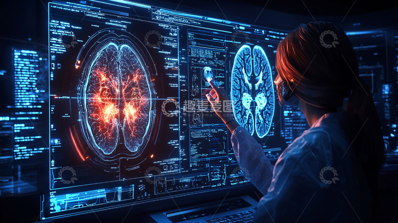 高清大图下载【趣麦麦图】医生查看脑部扫描图像