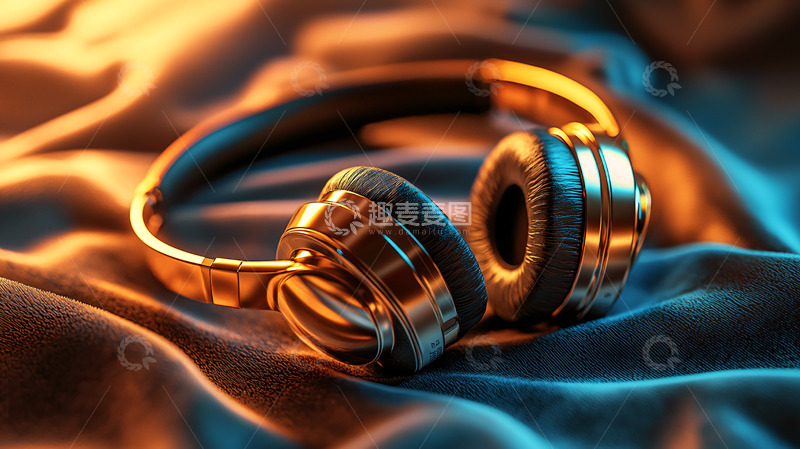 高清大图下载【趣麦麦图】金色耳机
