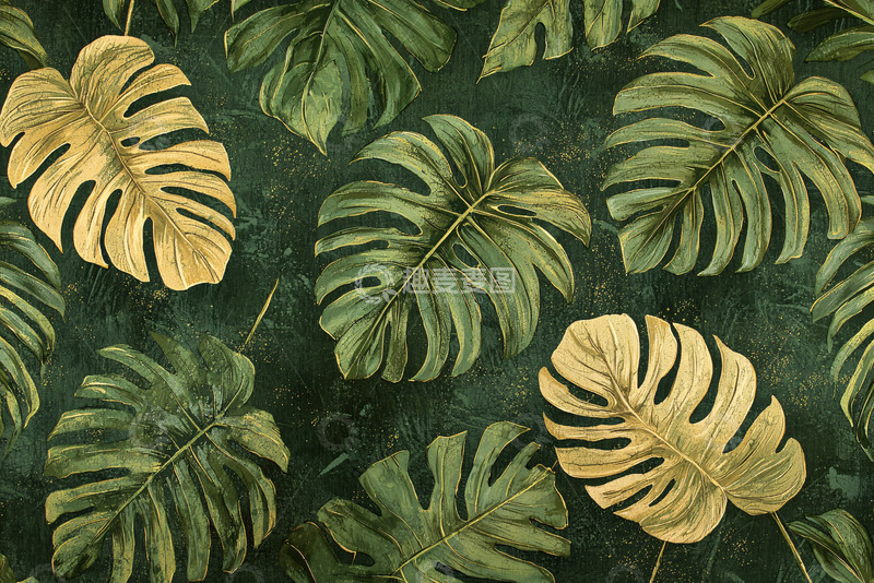 高清大图下载【趣麦麦图】龟背竹叶子图案