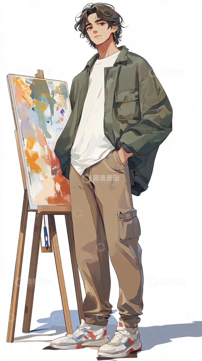 高清大图下载【趣麦麦图】文艺青年画家
