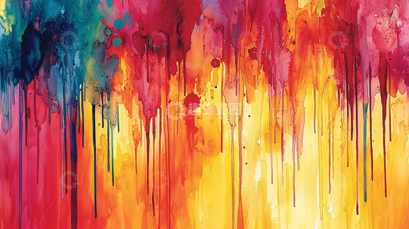 高清大图下载【趣麦麦图】彩色水彩泼墨