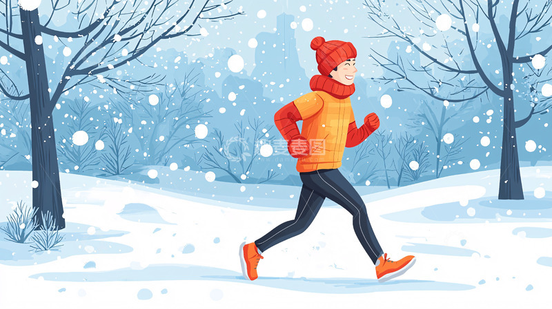 高清大图下载【趣麦麦图】冬季跑步