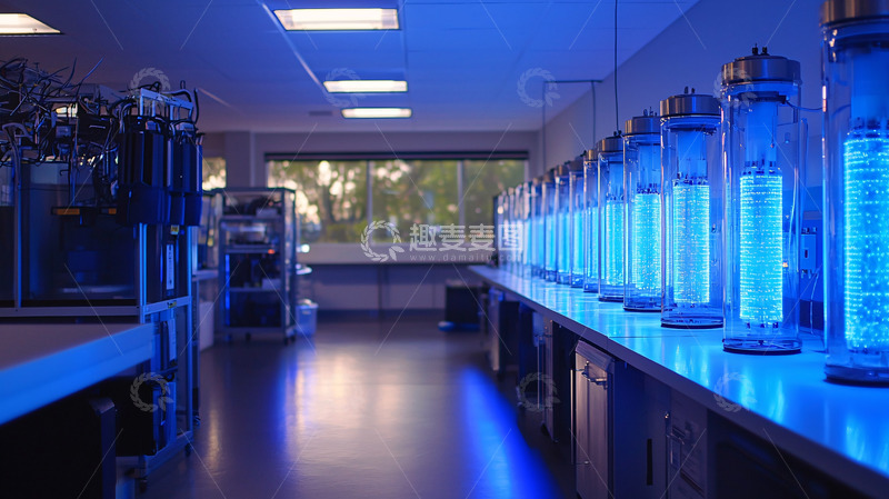 高清大图下载【趣麦麦图】蓝色灯光下的实验室