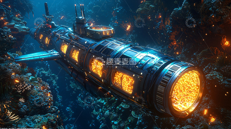 高清大图下载【趣麦麦图】深海科幻潜艇
