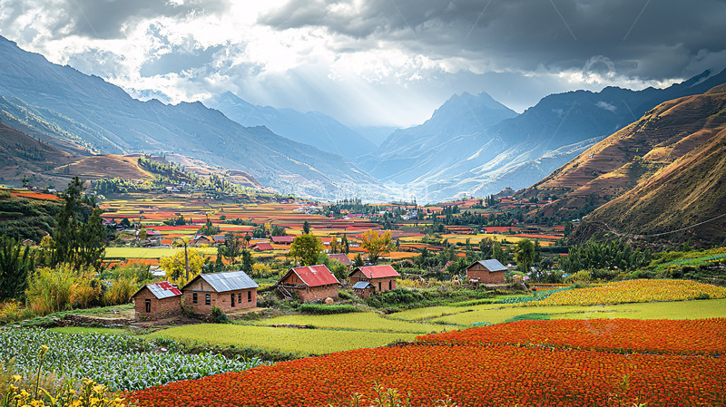 高清大图下载【趣麦麦图】山谷田园风光
