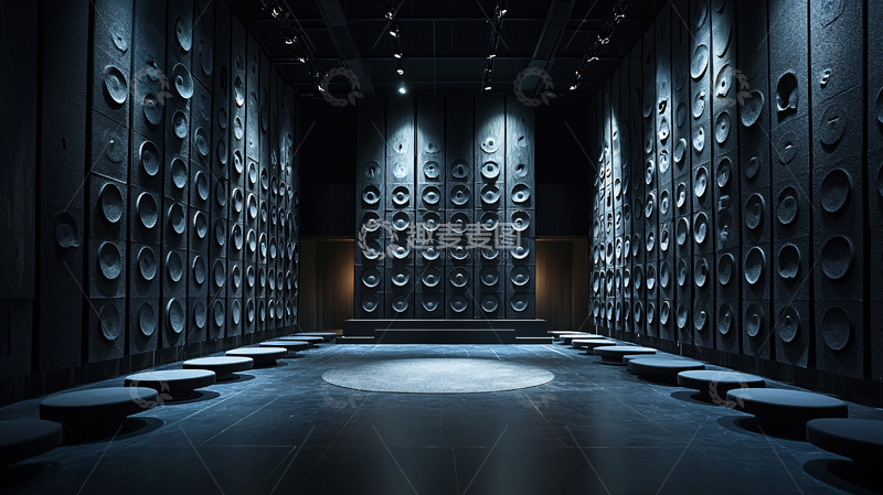 高清大图下载【趣麦麦图】黑暗房间环绕立体声扬声器