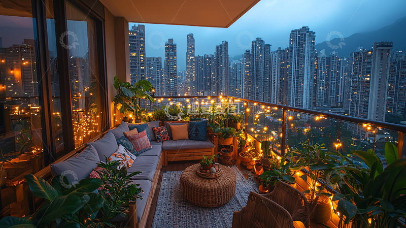 高清大图下载【趣麦麦图】夜景阳台22