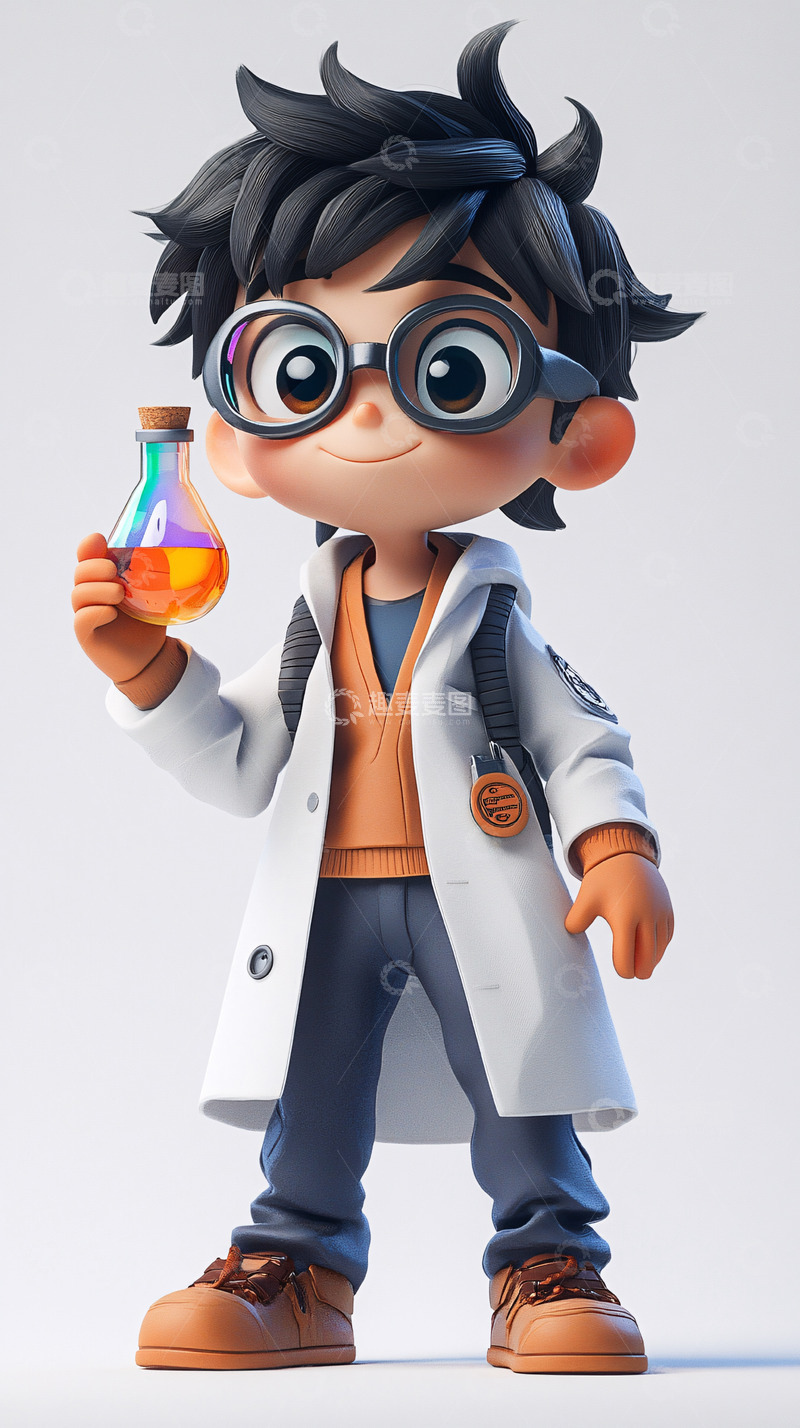 高清大图下载【趣麦麦图】卡通科学家男孩