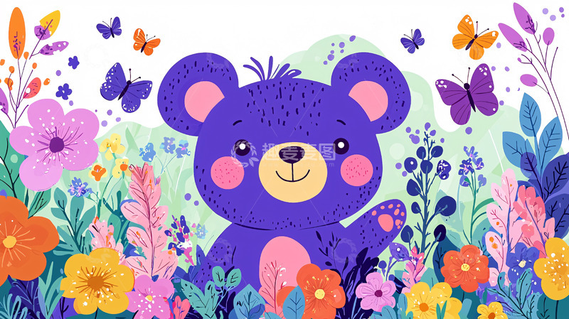 高清大图下载【趣麦麦图】紫色小熊