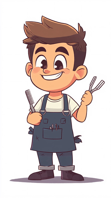 卡通理发师男孩