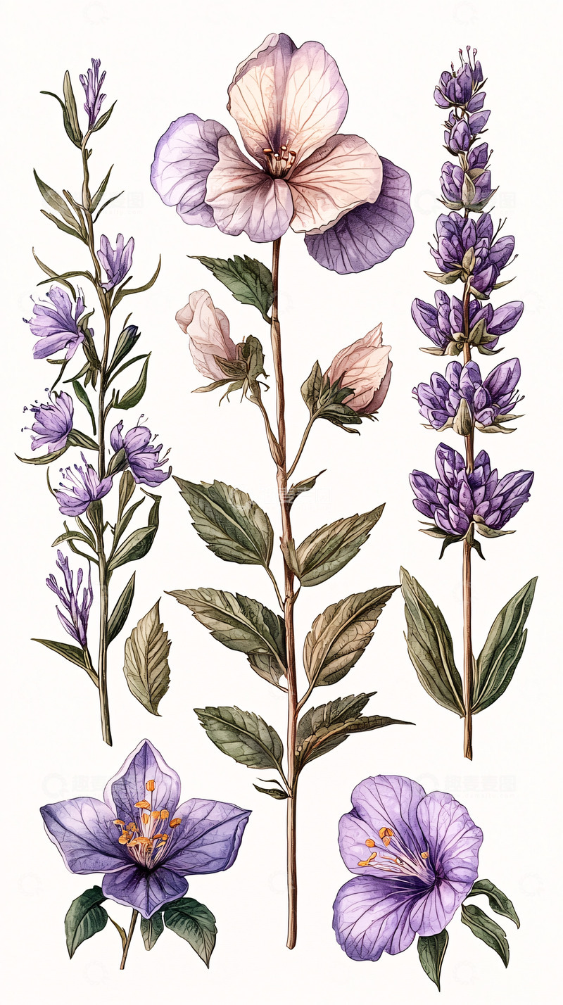 高清大图下载【趣麦麦图】紫色花朵植物组合