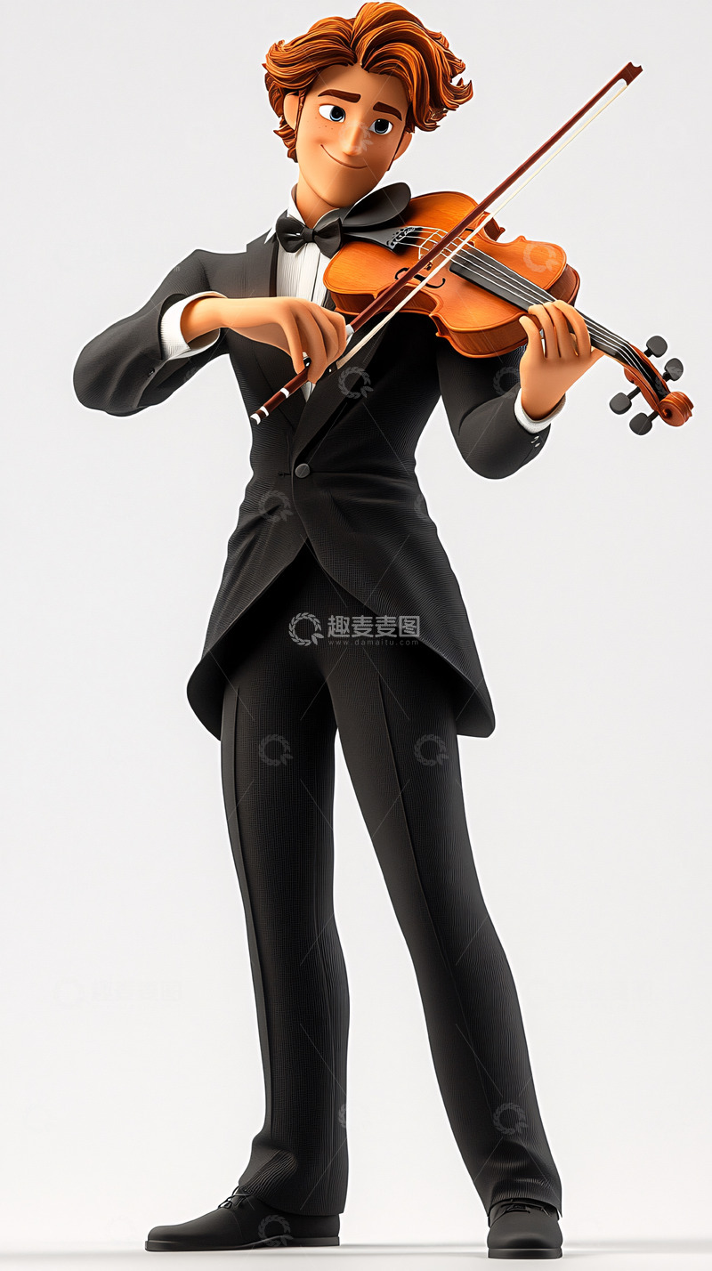高清大图下载【趣麦麦图】小提琴手卡通人物