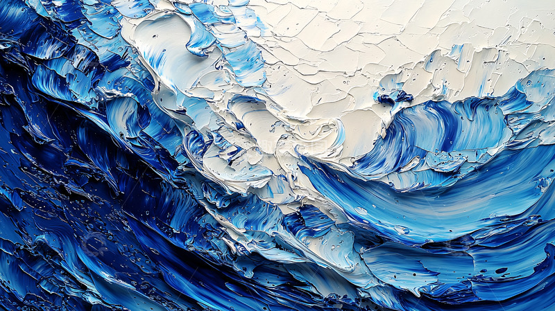 高清大图下载【趣麦麦图】油画感海浪肌理特写
