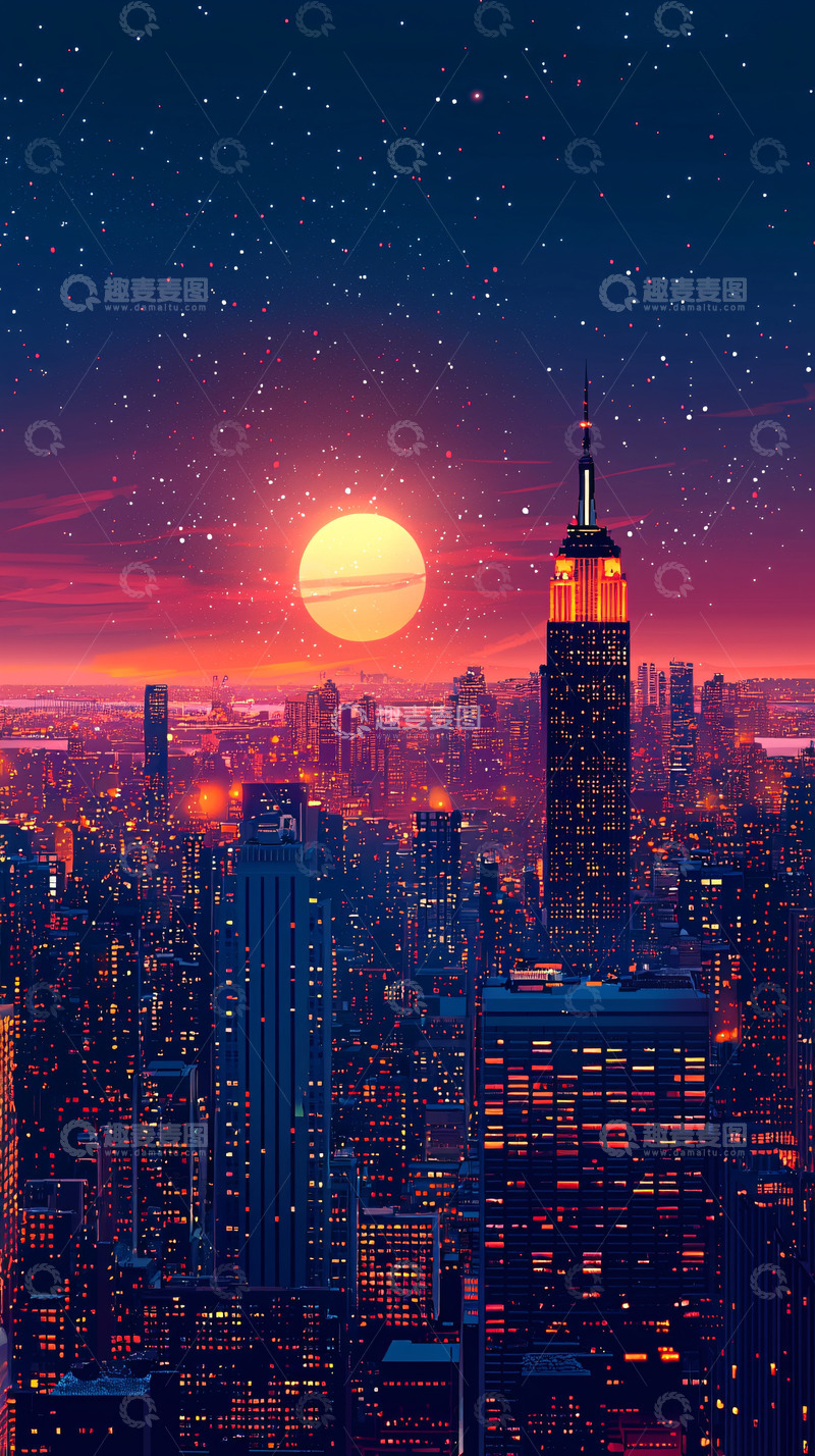 高清大图下载【趣麦麦图】纽约夜景
