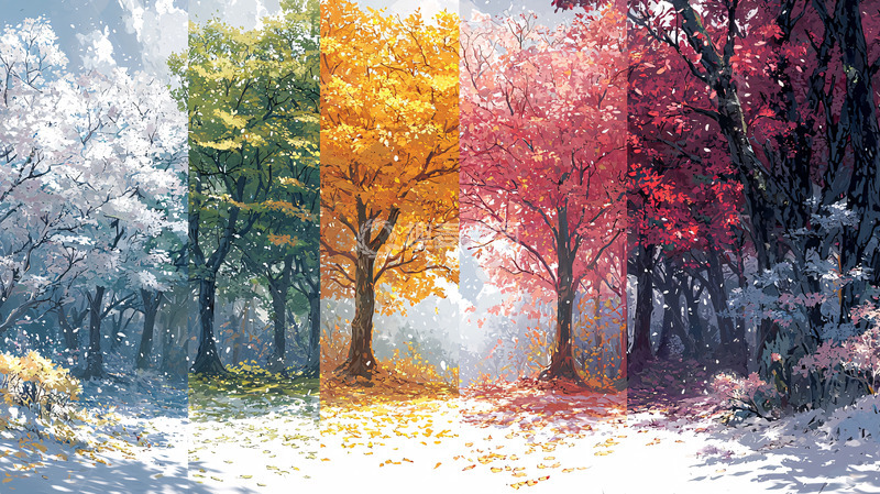 高清大图下载【趣麦麦图】四季树木