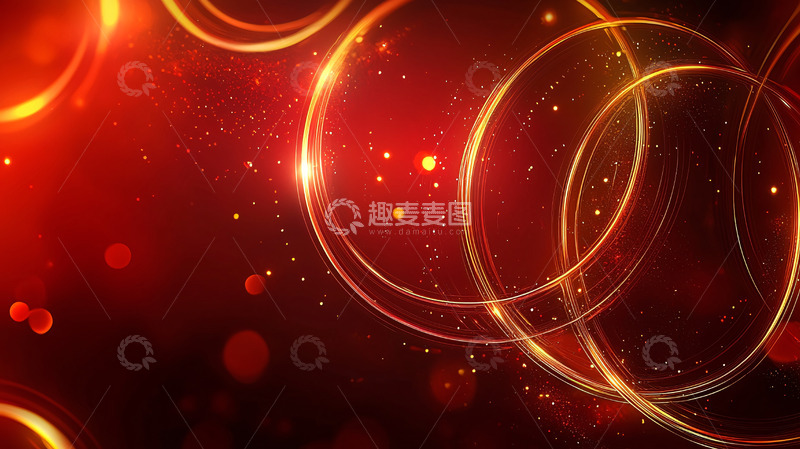 高清大图下载【趣麦麦图】红金色光环粒子背景