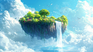 云端上的绿色岛屿