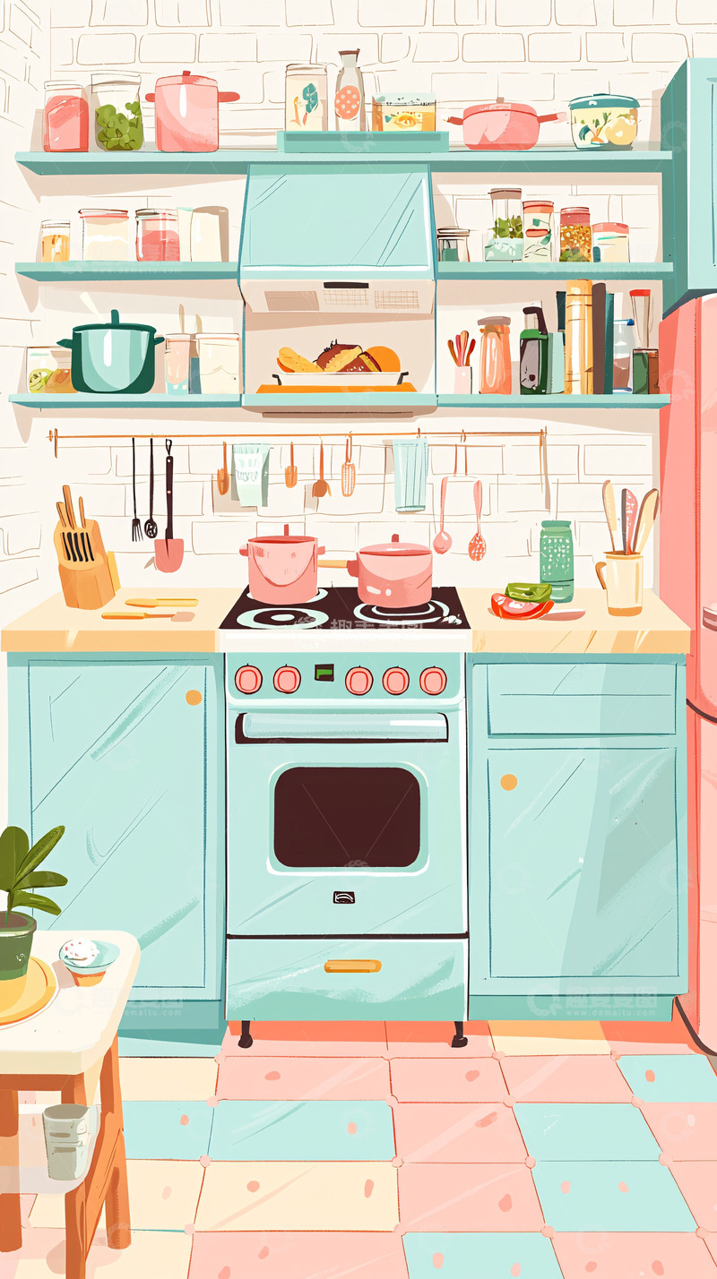 高清大图下载【趣麦麦图】复古甜美风格厨房