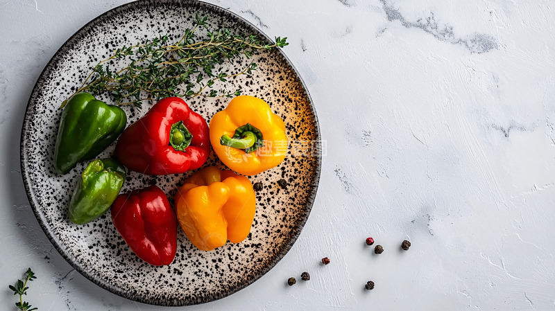 高清大图下载【趣麦麦图】彩色甜椒在盘子上