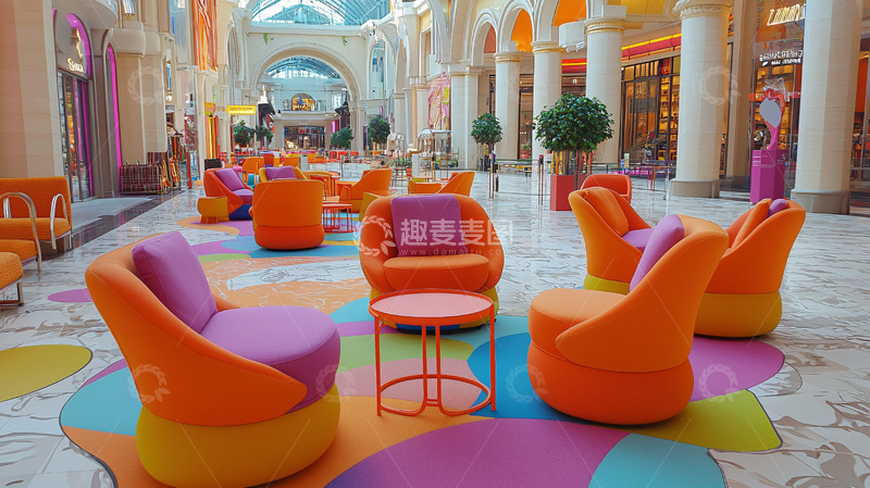 高清大图下载【趣麦麦图】彩色休闲区座椅