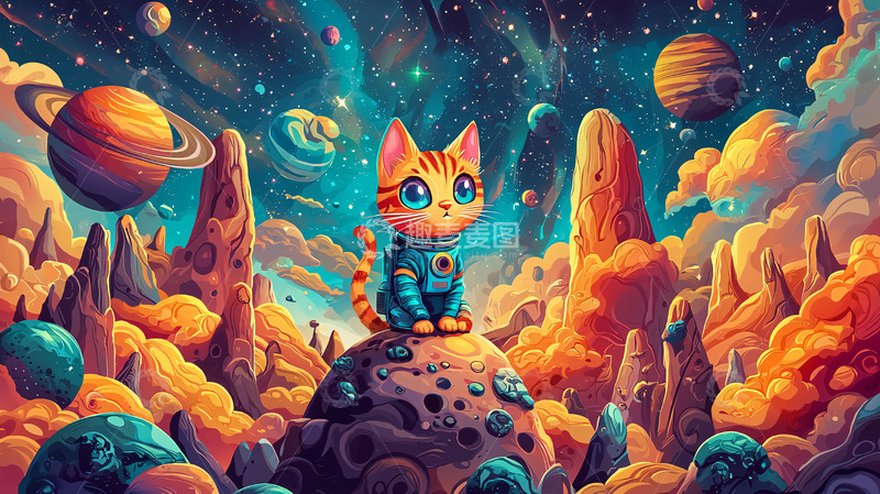 高清大图下载【趣麦麦图】宇宙猫
