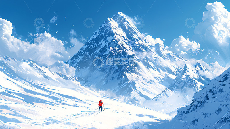 高清大图下载【趣麦麦图】雪山攀登者