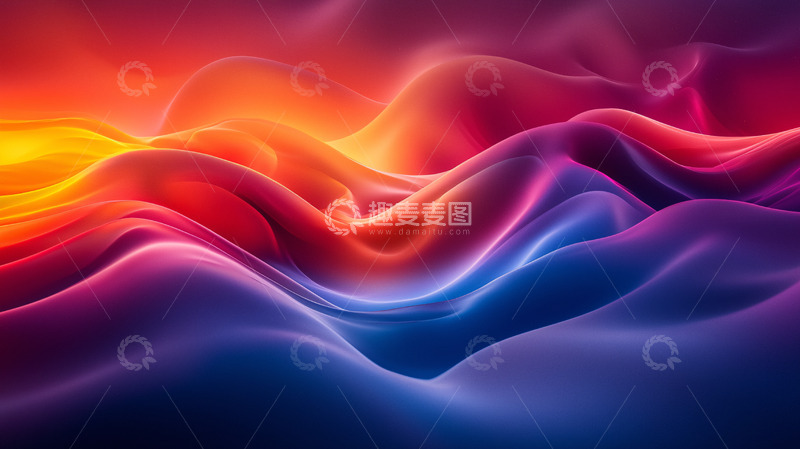高清大图下载【趣麦麦图】流动色彩交织的抽象波浪